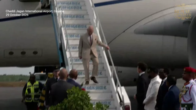 King Charles Receives a Guard of Honour as He Arrives in Guyana for His State Visit