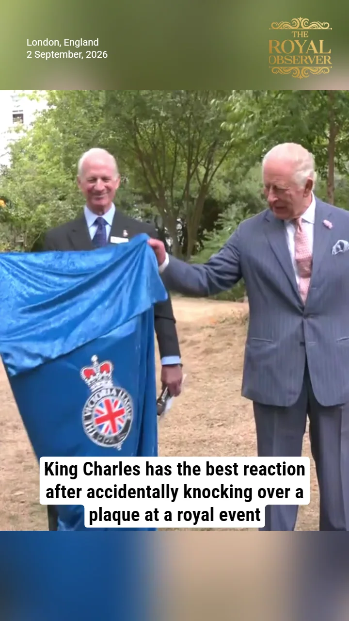 King Charles has the best reaction after accidentally knocking over a plaque at a royal event