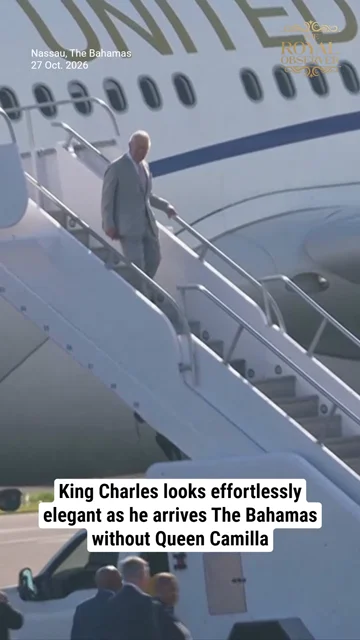 King Charles looks effortlessly elegant as he arrives The Bahamas without Queen Camilla
