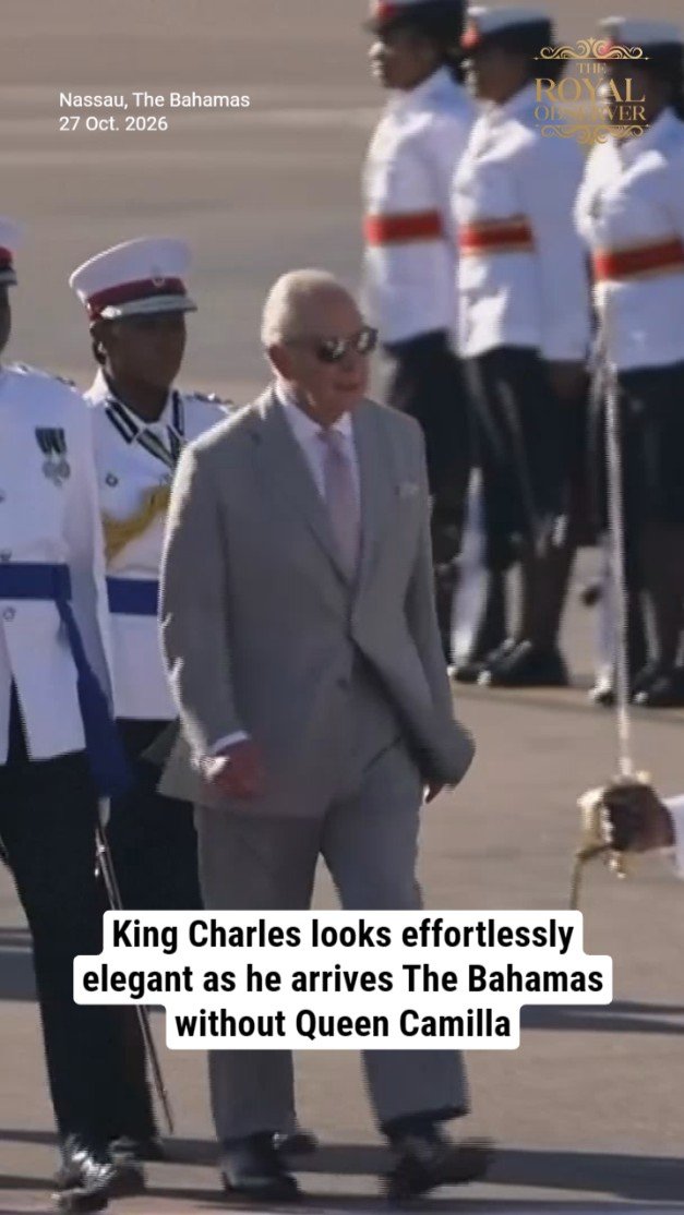 King Charles looks effortlessly elegant as he arrives The Bahamas without Queen Camilla
