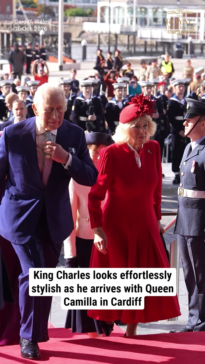 King Charles looks effortlessly stylish as he arrives with Queen Camilla in Cardiff