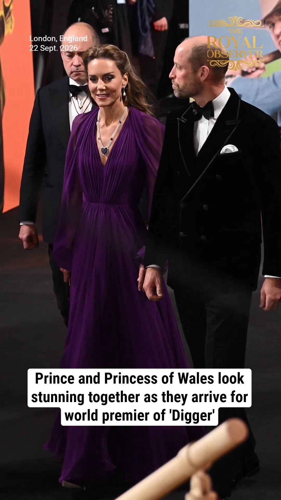 Prince and Princess of Wales look stunning together as they arrive for world premier of 'Digger'