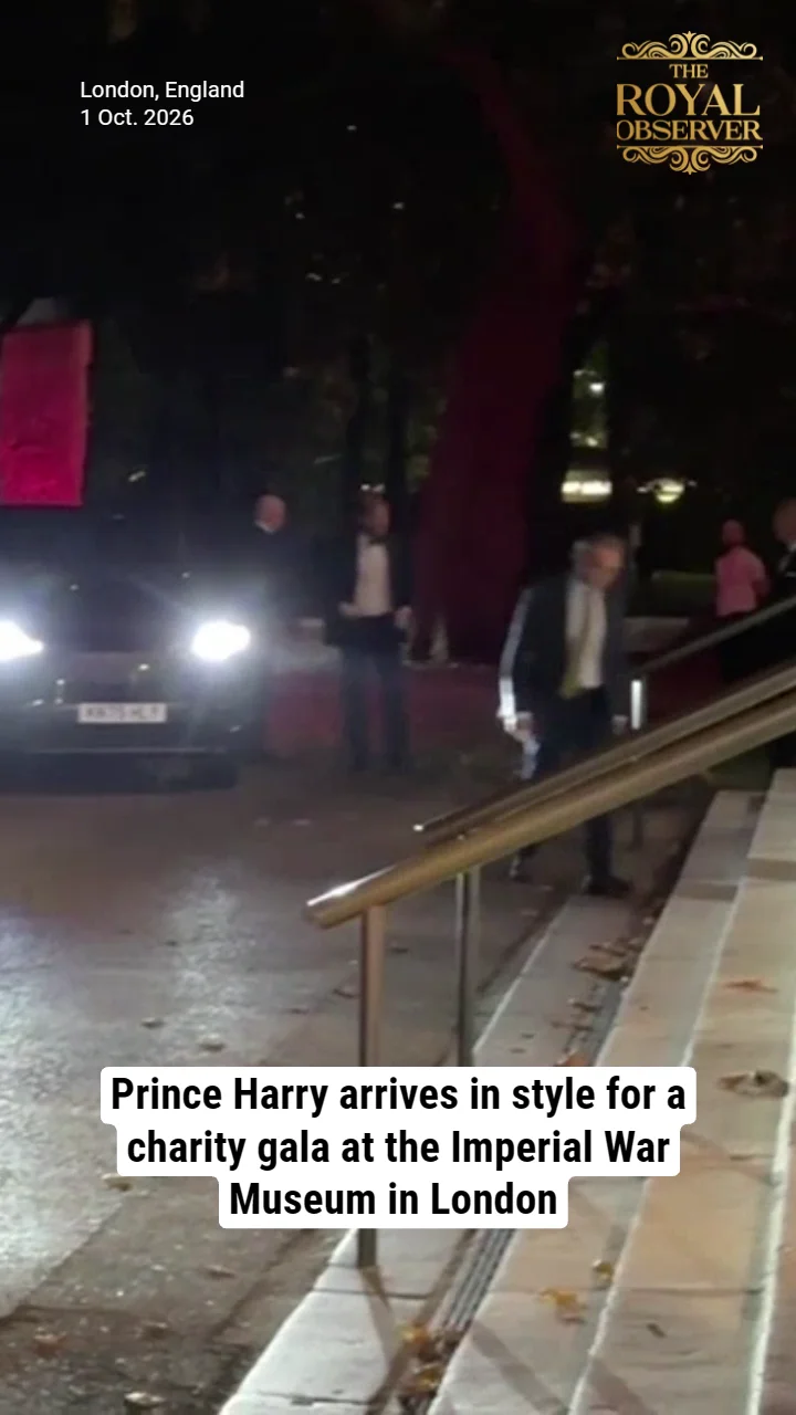 Prince Harry arrives in style for a charity gala at the Imperial War Museum in London