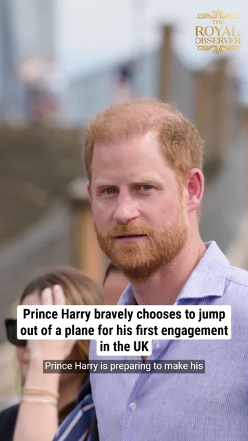 Prince Harry bravely chooses to jump out of a plane for his first engagement in the UK