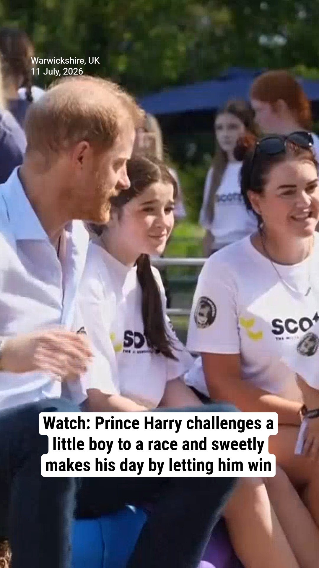 Watch: Prince Harry challenges a little boy to a race and sweetly makes his day by letting him win