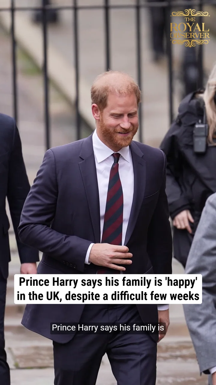 Prince Harry says his family is 'happy' in the UK, despite a difficult few weeks
