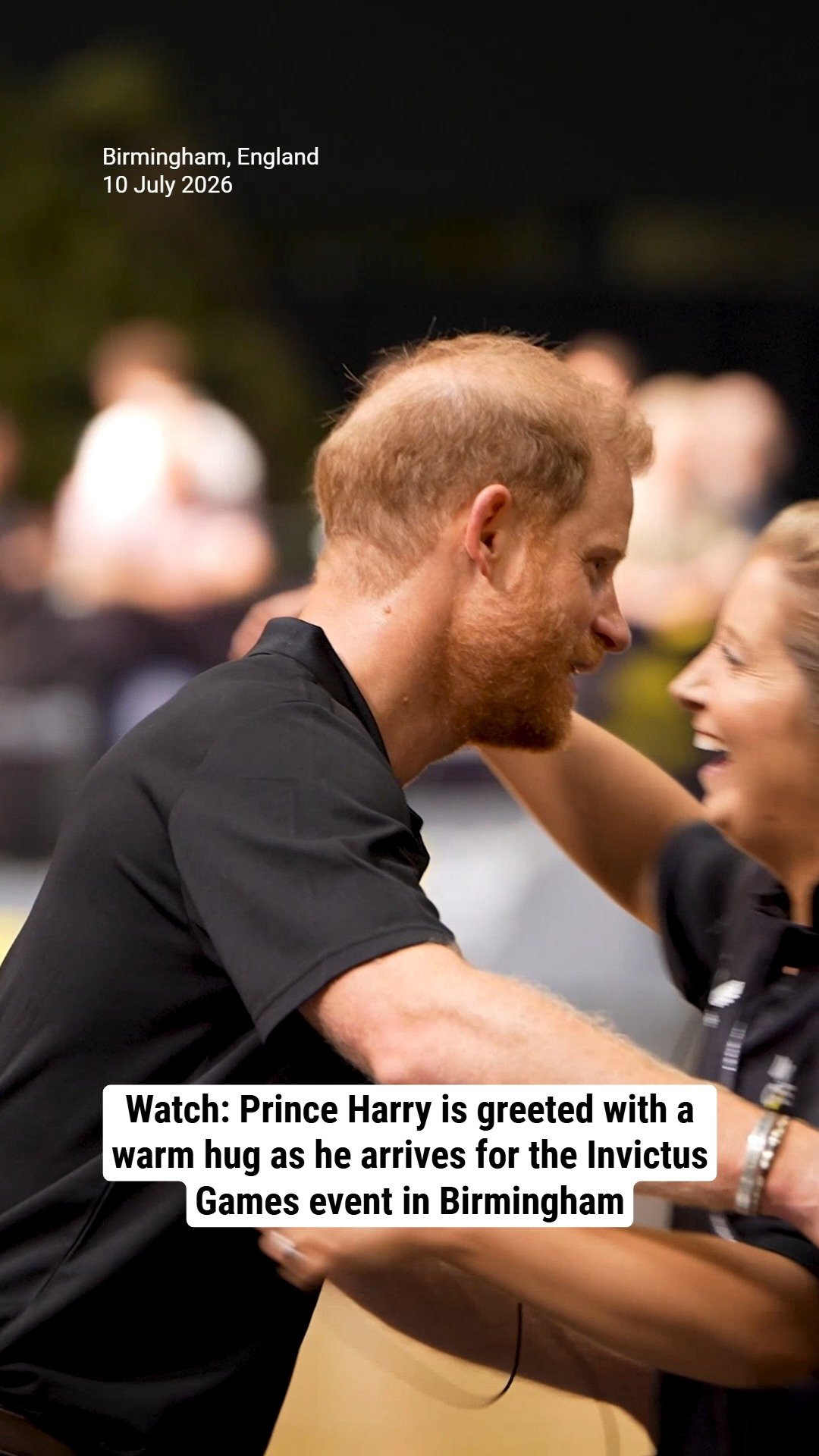 Watch: Prince Harry is greeted with a warm hug as he arrives for the Invictus Games event in Birmingham
