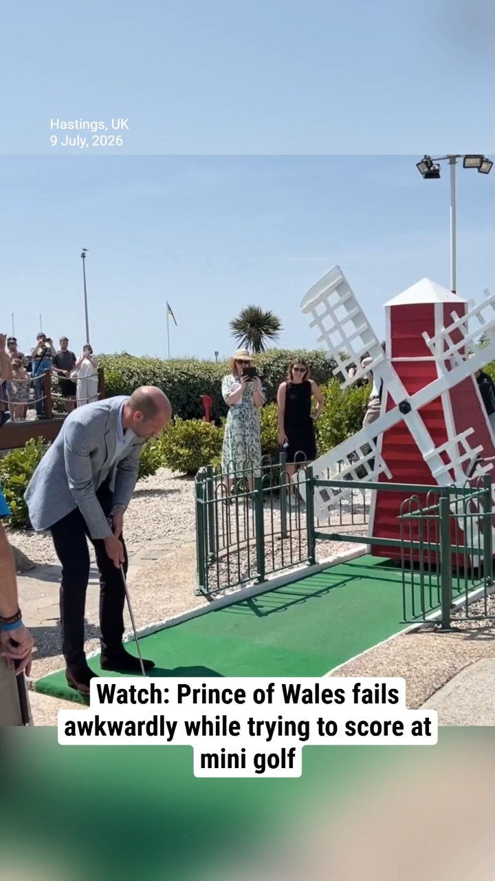 Watch: Prince of Wales fails awkwardly while trying to score at mini golf