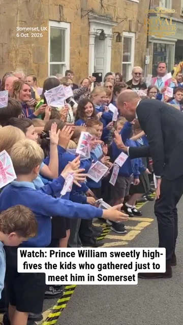 Watch: Prince William sweetly high-fives the kids who gathered just to meet him in Somerset