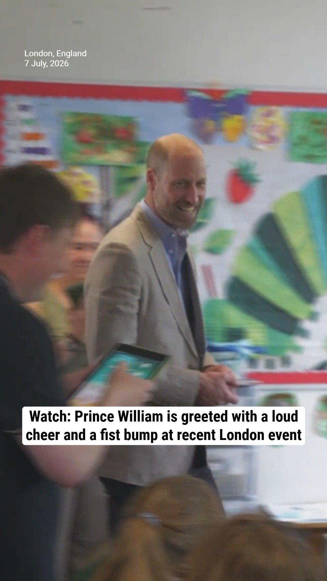 Watch: Prince William is greeted with a loud cheer and a fist bump at recent London event