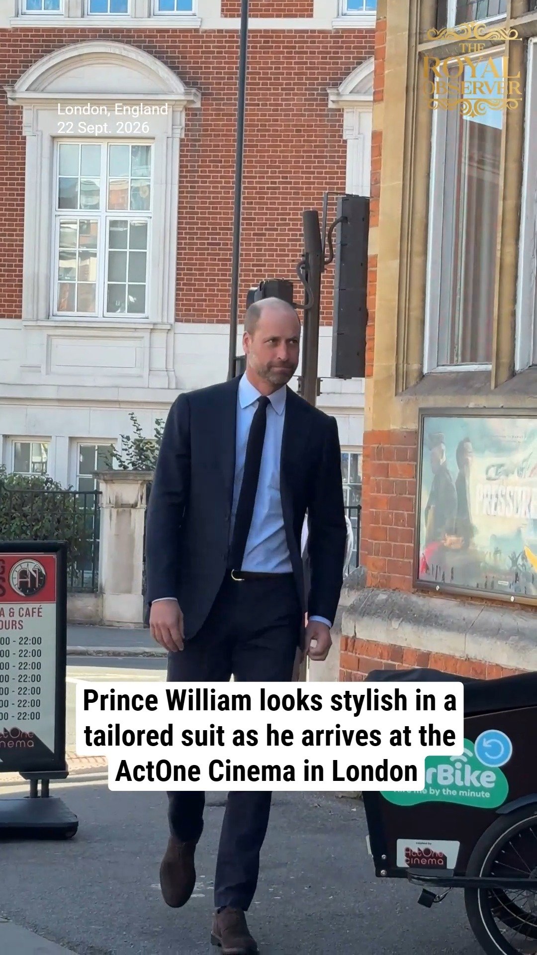 Prince William looks stylish in a tailored suit as he arrives at the ActOne Cinema in London