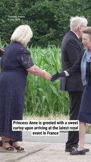 Princess Anne is greeted with a sweet curtsy upon arriving at the latest royal event in France