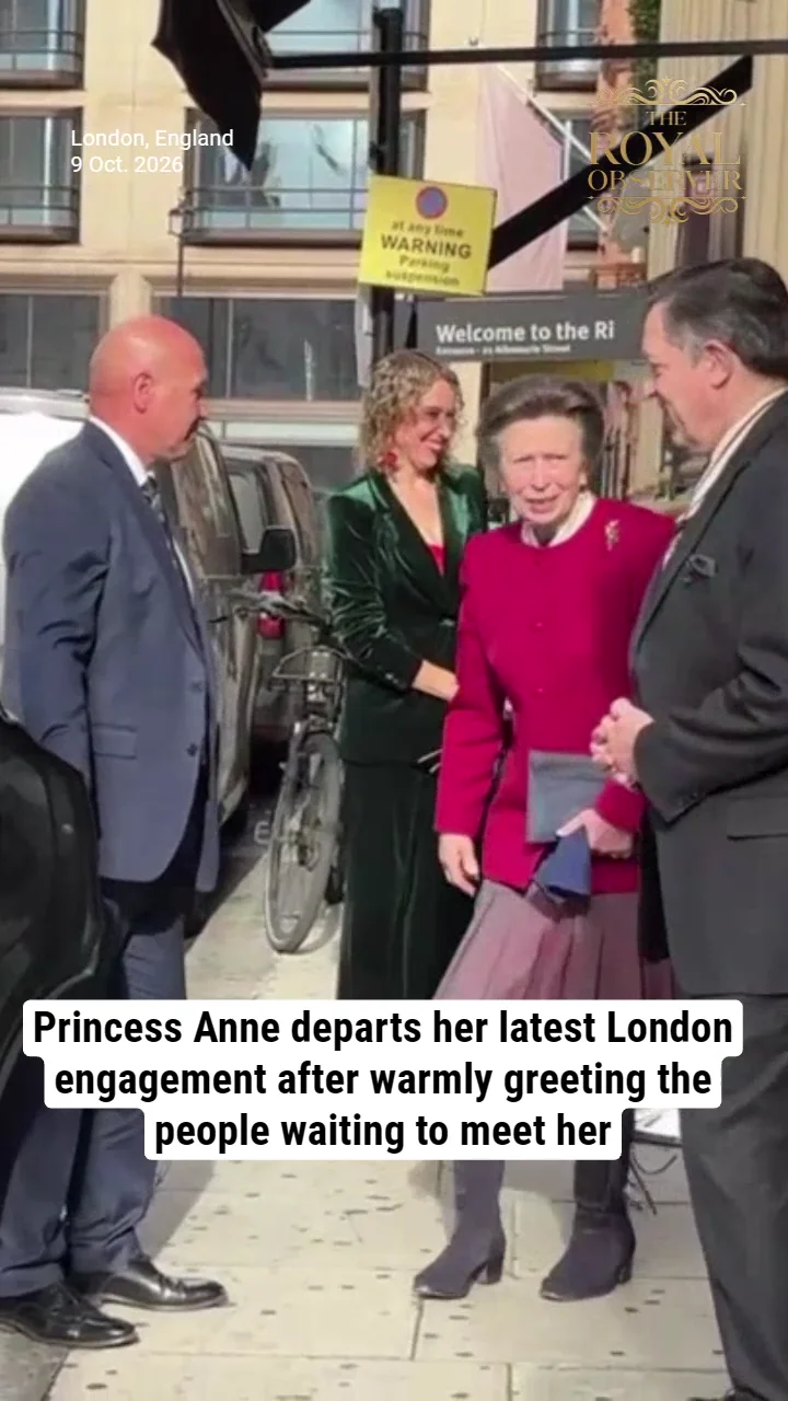 Princess Anne departs her latest London engagement after warmly greeting the people waiting to meet her