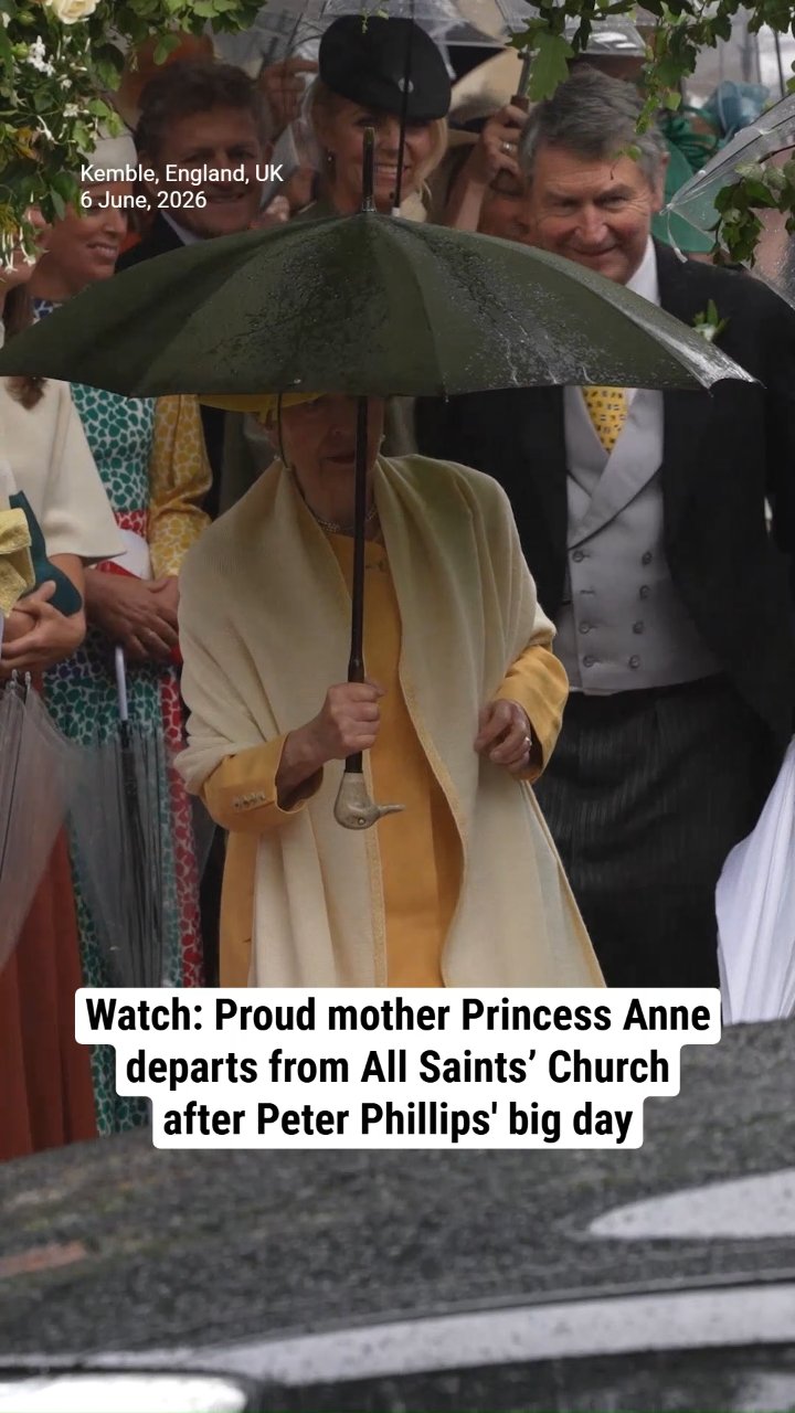 Watch: Proud mother Princess Anne departs from All Saints’ Church after Peter Phillips' big day