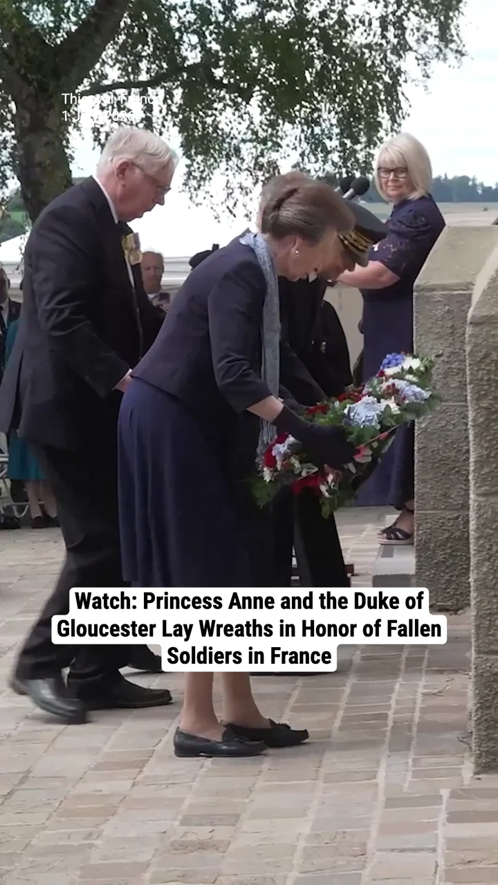 Watch: Princess Anne and the Duke of Gloucester lay wreaths in honor of fallen soldiers in France