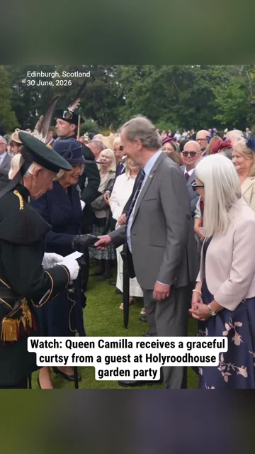 Watch: Queen Camilla receives a graceful curtsy from a guest at Holyroodhouse garden party