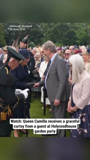 Watch: Queen Camilla receives a graceful curtsy from a guest at Holyroodhouse garden party