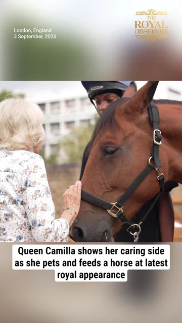 Queen Camilla shows her caring side as she pets and feeds a horse at latest royal appearance