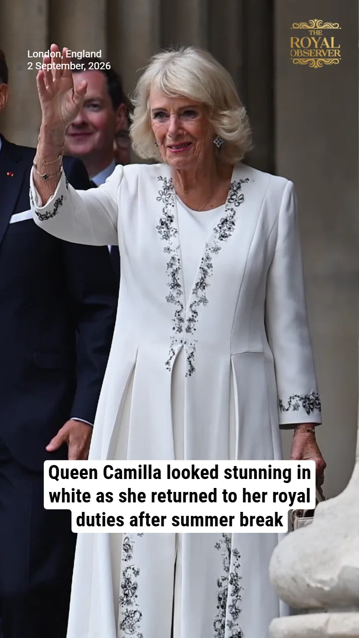 Queen Camilla looked stunning in white as she returned to her royal duties after summer break