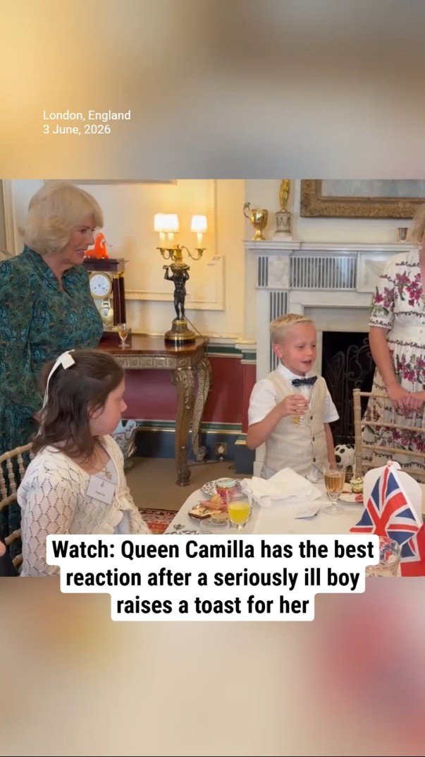 Watch: Queen Camilla has the best reaction after a seriously ill boy raises a toast for her