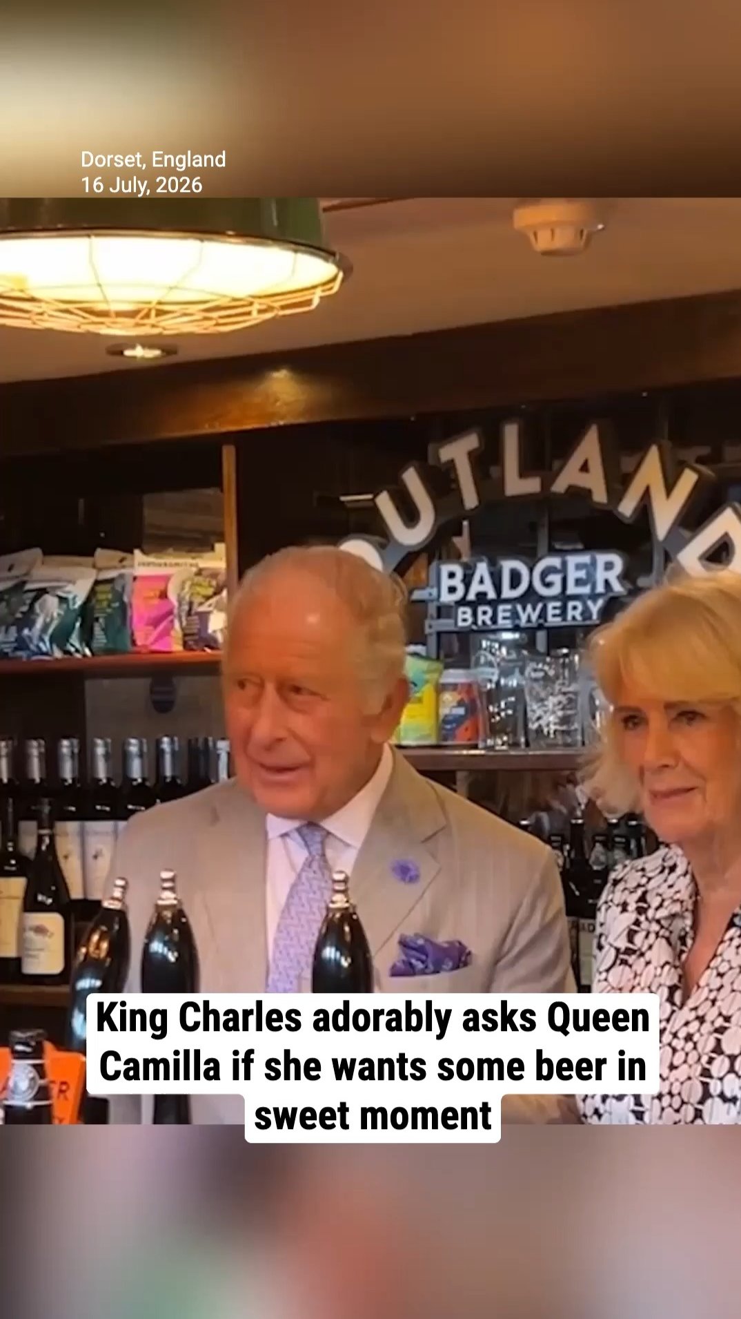 Watch: King Charles adorably asks Queen Camilla if she wants some beer in sweet moment