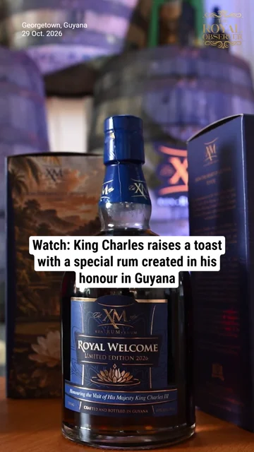 Watch: King Charles raises a toast with a special rum created in his honour in Guyana