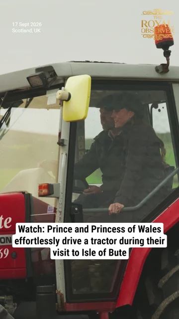 Watch: Prince and Princess of Wales effortlessly drive a tractor during their visit to Isle of Bute