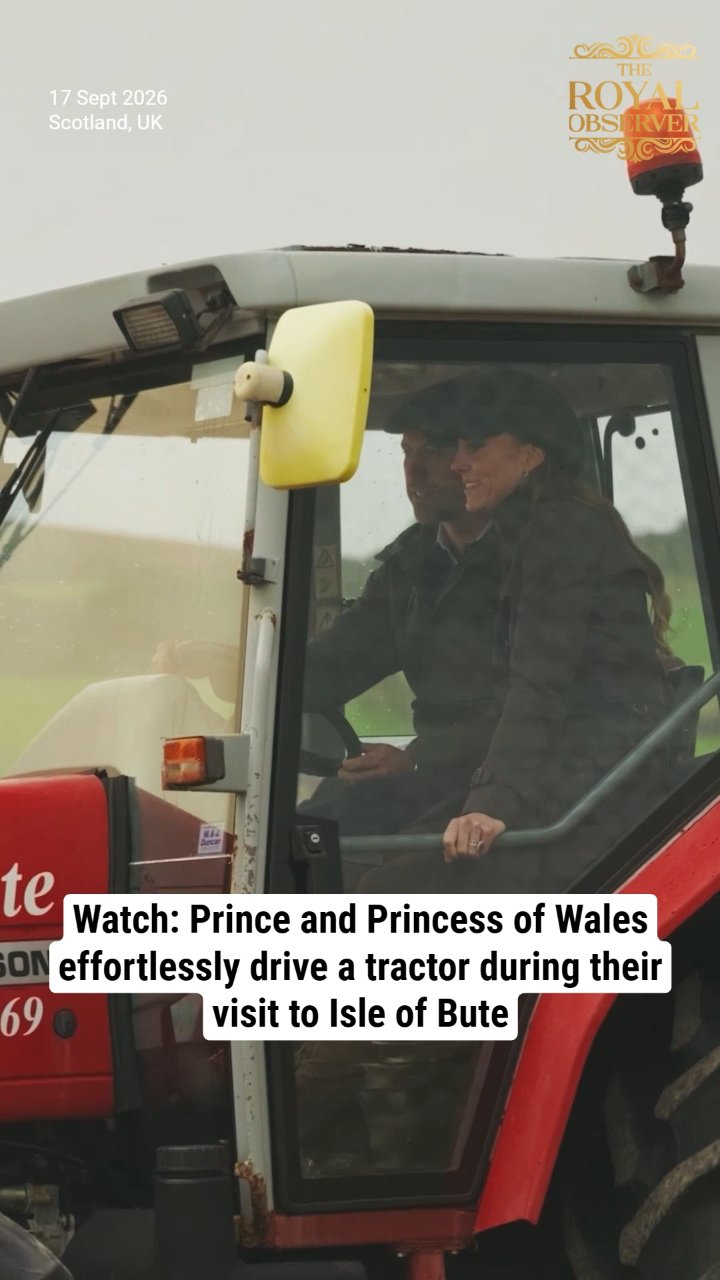 Watch: Prince and Princess of Wales effortlessly drive a tractor during their visit to Isle of Bute