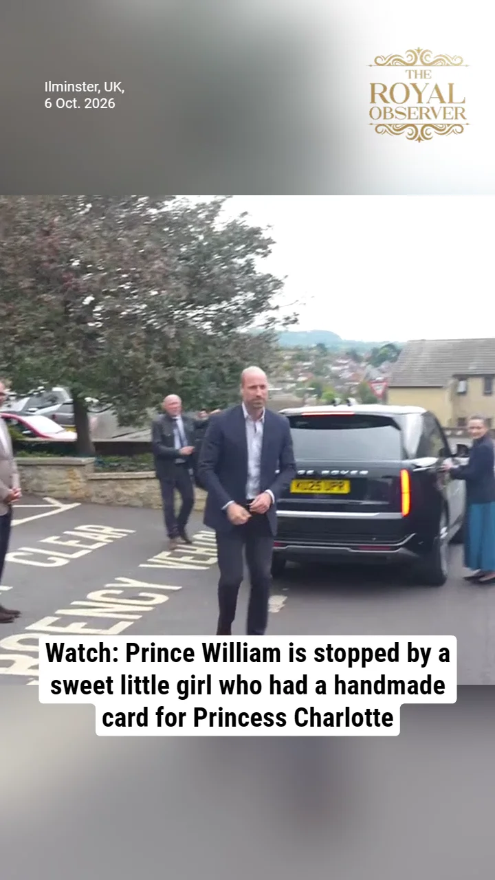 Watch: Prince William is stopped by a sweet little girl who had a handmade card for Princess Charlotte