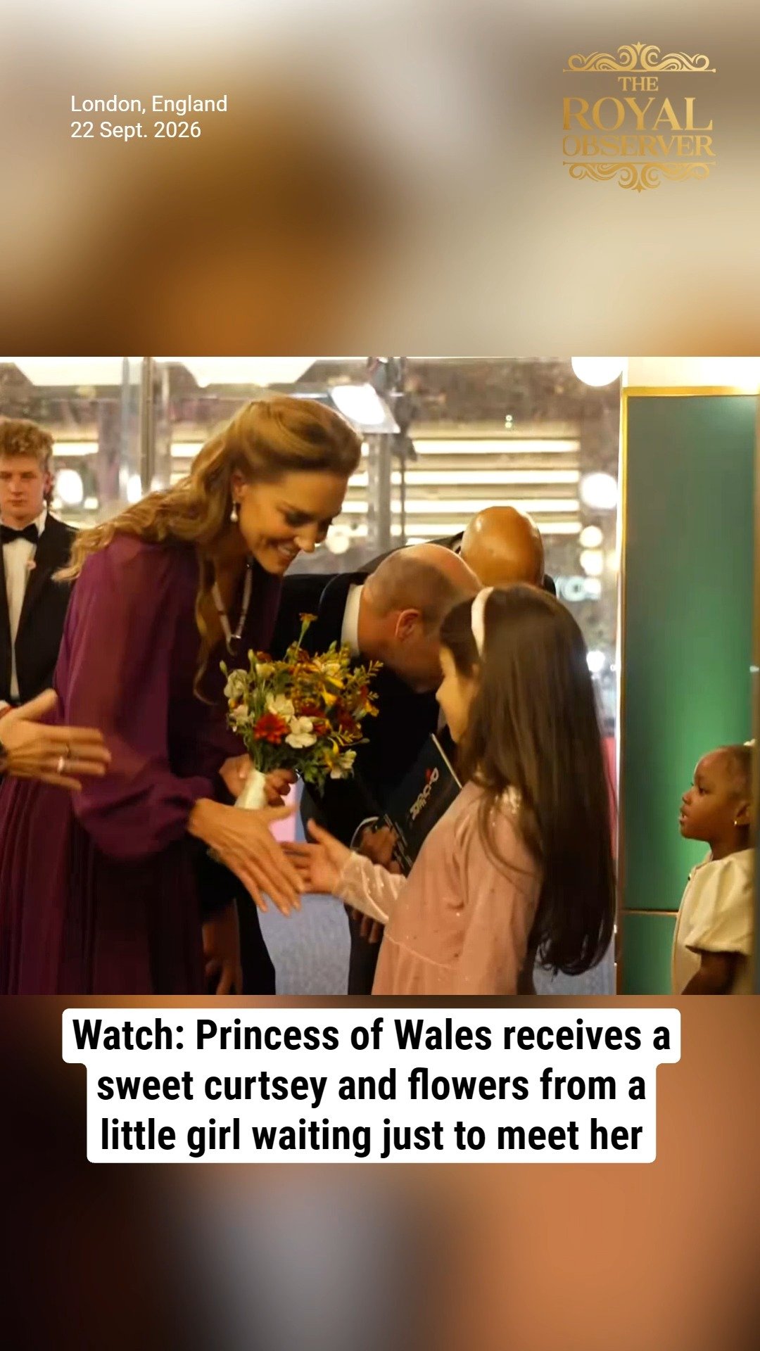 Watch: Princess of Wales receives a sweet curtsey and flowers from a little girl waiting just to meet her