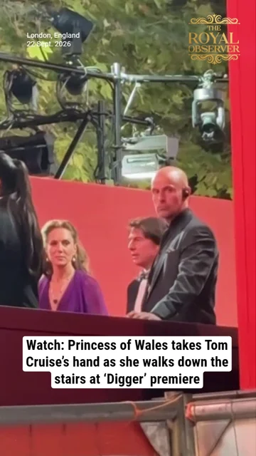 Watch: Princess of Wales takes Tom Cruise’s hand as she walks down the stairs at ‘Digger’ premiere