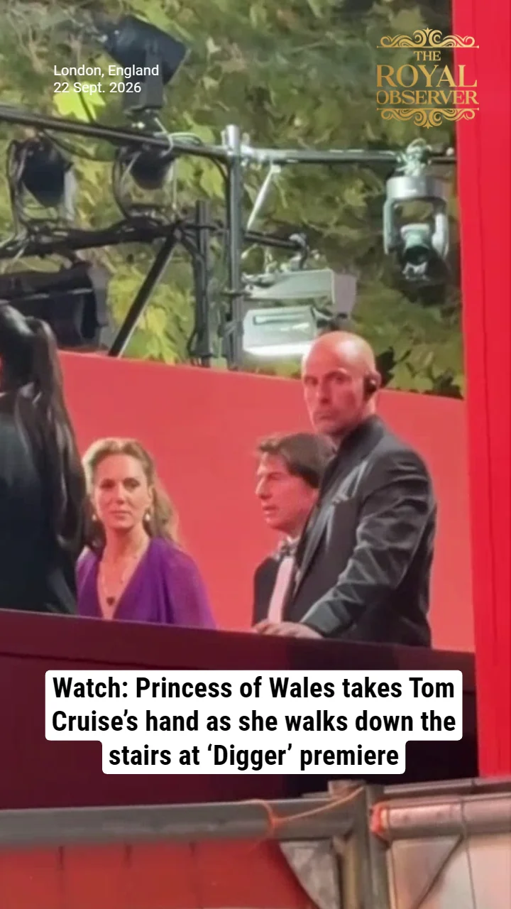 Watch: Princess of Wales takes Tom Cruise’s hand as she walks down the stairs at ‘Digger’ premiere