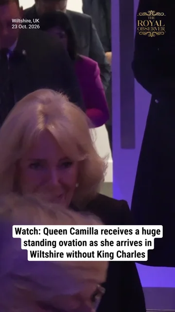 Watch: Queen Camilla receives a huge standing ovation as she arrives in Wiltshire without King Charles