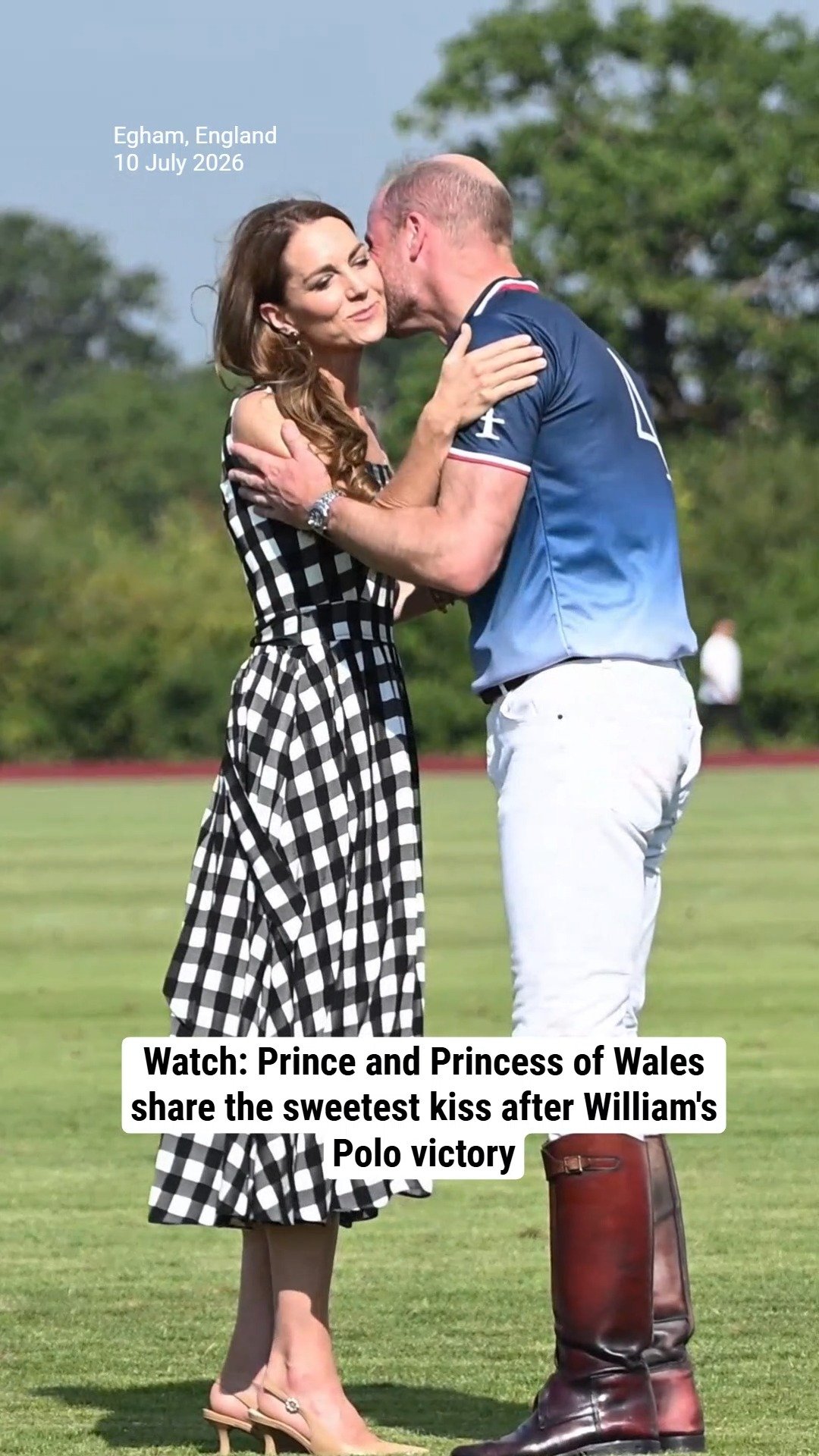 Watch: Prince and Princess of Wales share the sweetest kiss after William's Polo victory