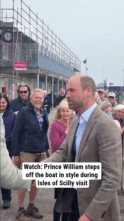 Watch: Prince William steps off the boat in style during Isles of Scilly visit
