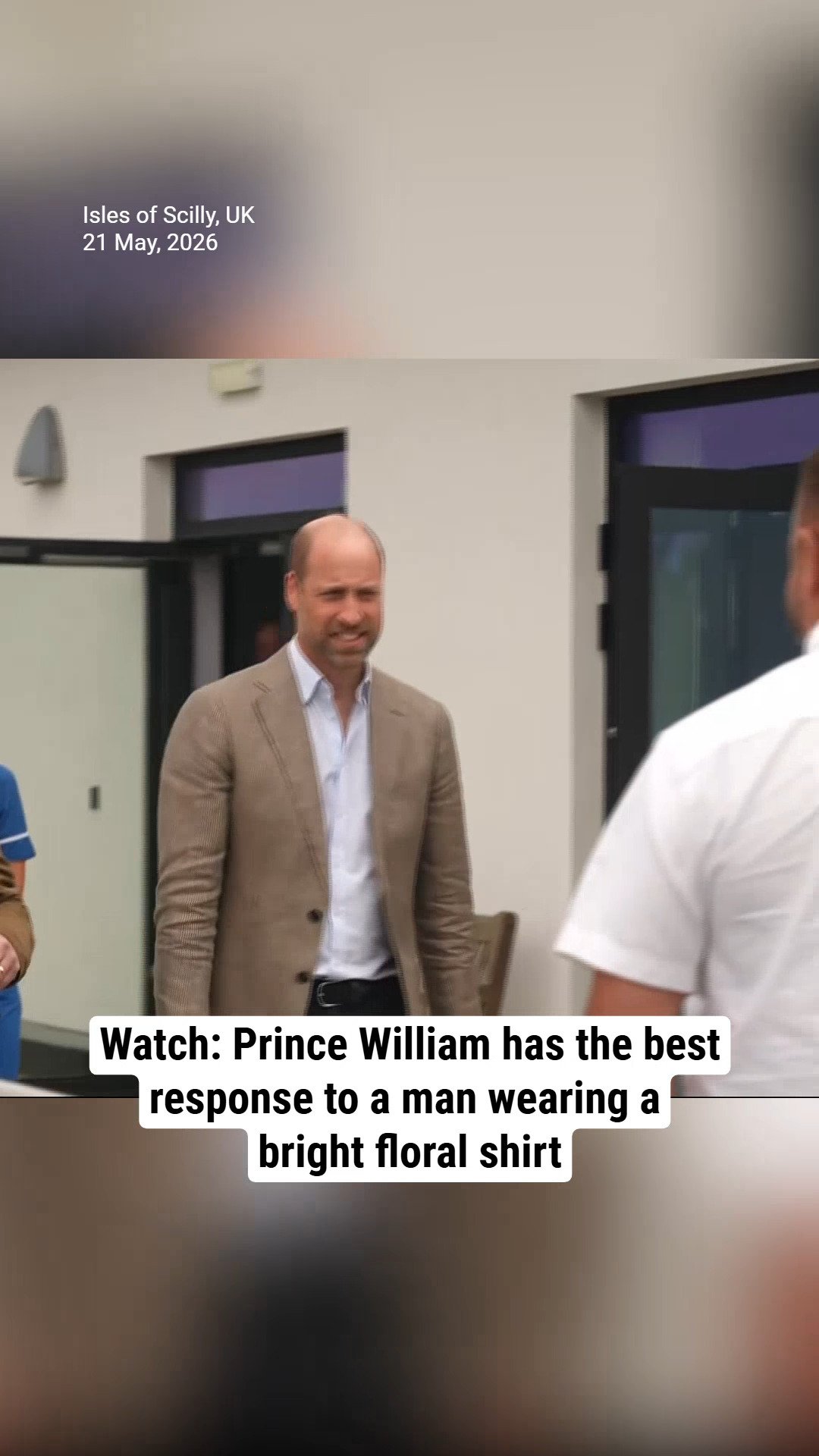 Watch: Prince William has the best response to a man wearing a bright floral shirt