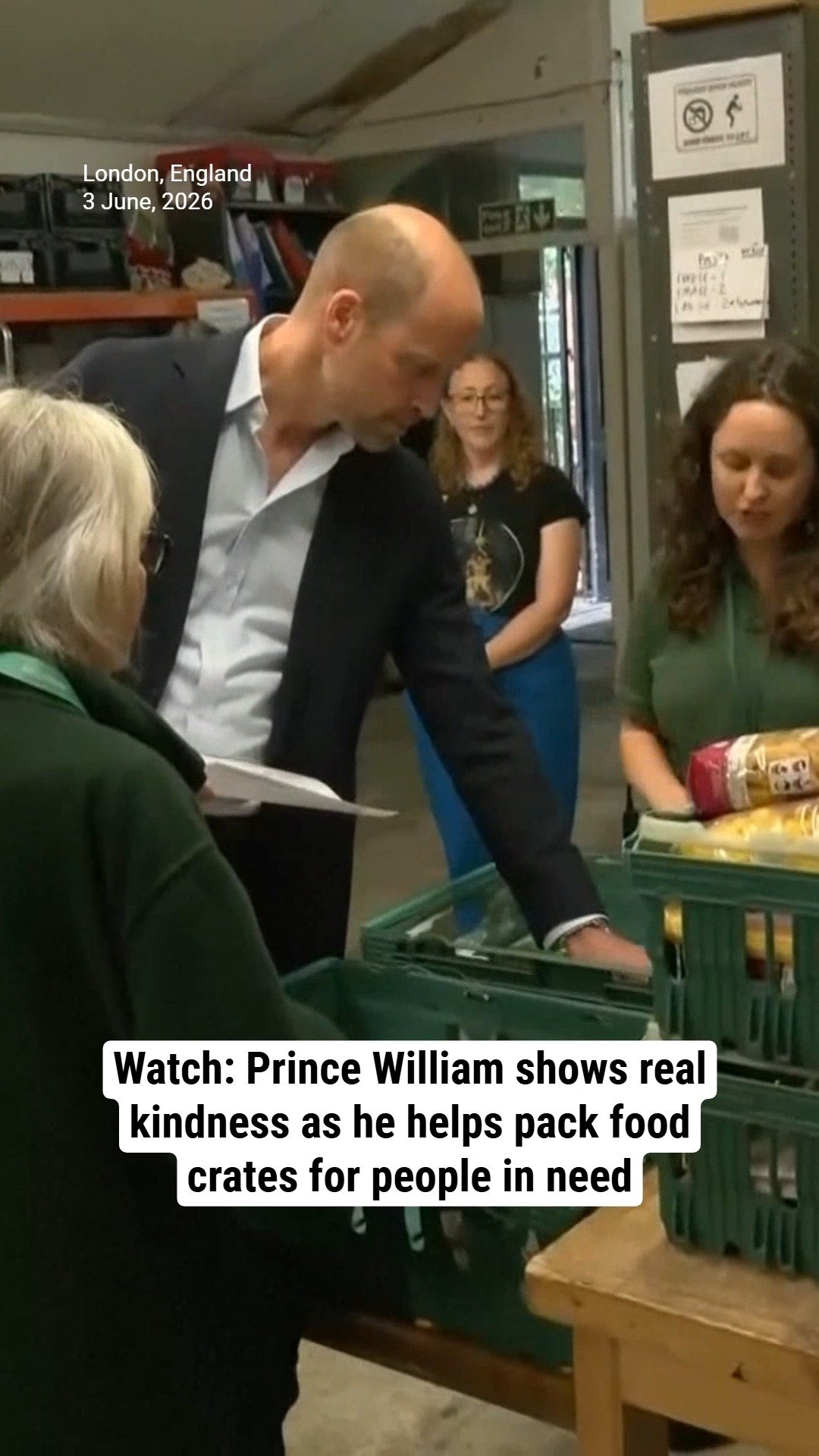 Watch: Prince William shows real kindness as he helps pack food crates for people in need