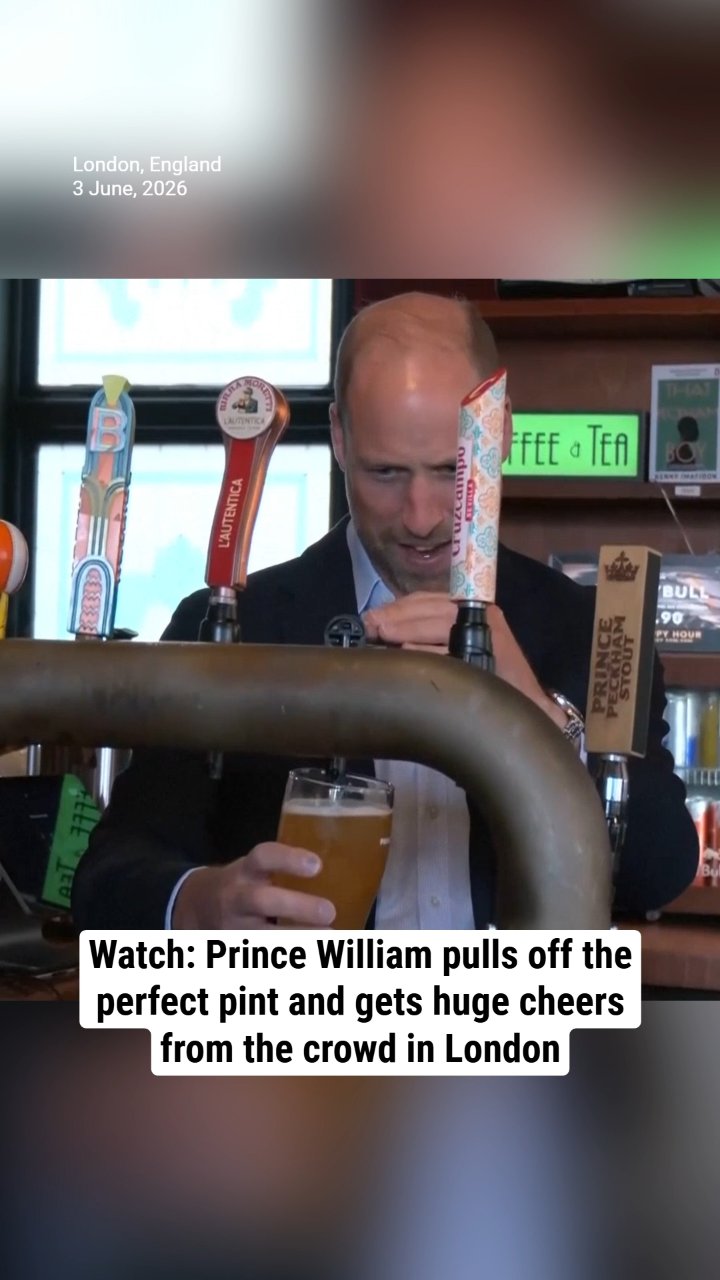 Watch: Prince William pulls off the perfect pint and gets huge cheers from the crowd in London