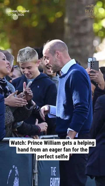 Watch: Prince William gets a helping hand from an eager fan for the perfect selfie
