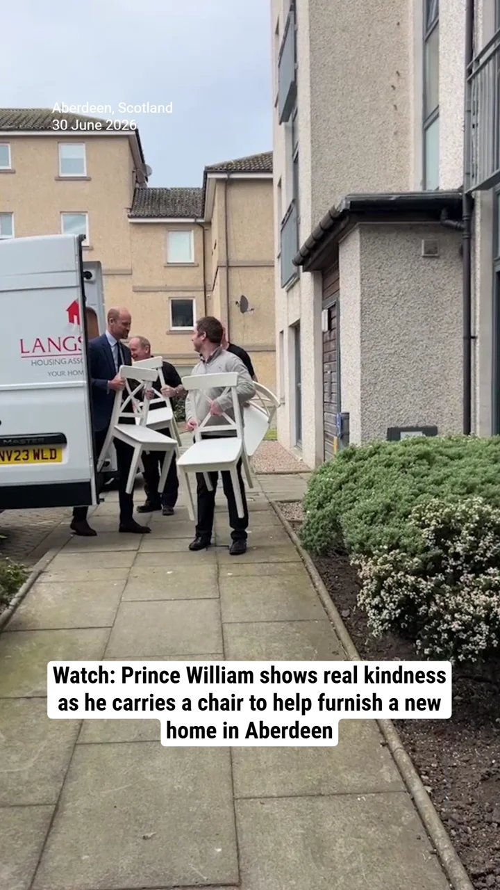 Watch: Prince William shows real kindness as he carries a chair to help furnish a new home in Aberdeen