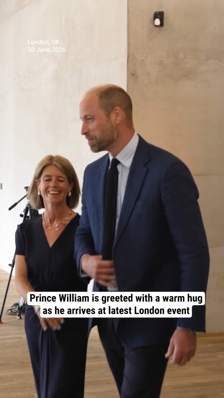 Prince William is greeted with a warm hug as he arrives at latest London event