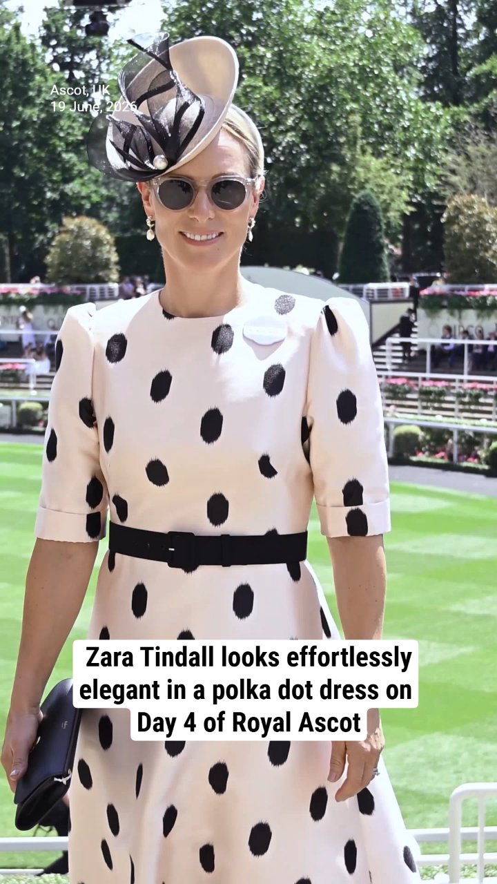 Zara Tindall looks effortlessly elegant in a polka dot dress on Day 4 of Royal Ascot