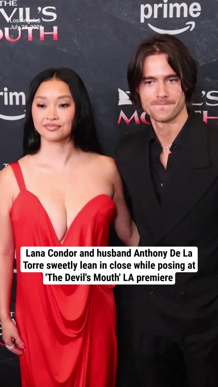 Lana Condor and husband Anthony De La Torre sweetly lean in close while posing at 'The Devil's Mouth' LA premiere