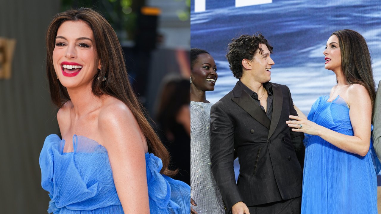 Anne Hathaway Has The Best Reaction To Request To Show Off Baby Bump At ‘The Odyssey’ Premiere