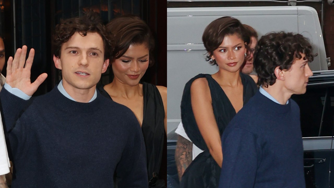 Tom Holland Protectively Holds On To Zendaya As Fans & Paparazzi Swarm Their NYC Departure