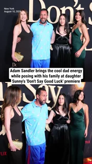 Adam Sandler brings the cool dad energy while posing with his family at daughter Sunny's 'Don't Say Good Luck' premiere