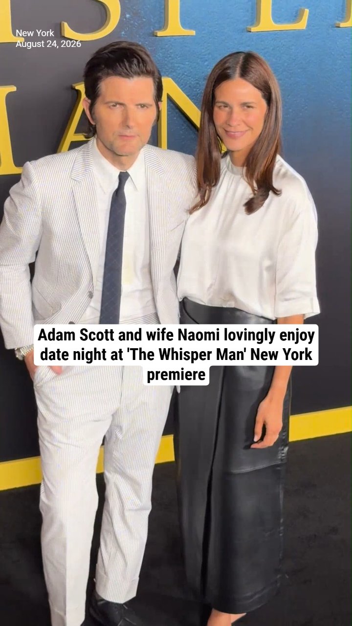 Adam Scott and wife Naomi lovingly enjoy date night at 'The Whisper Man' New York premiere