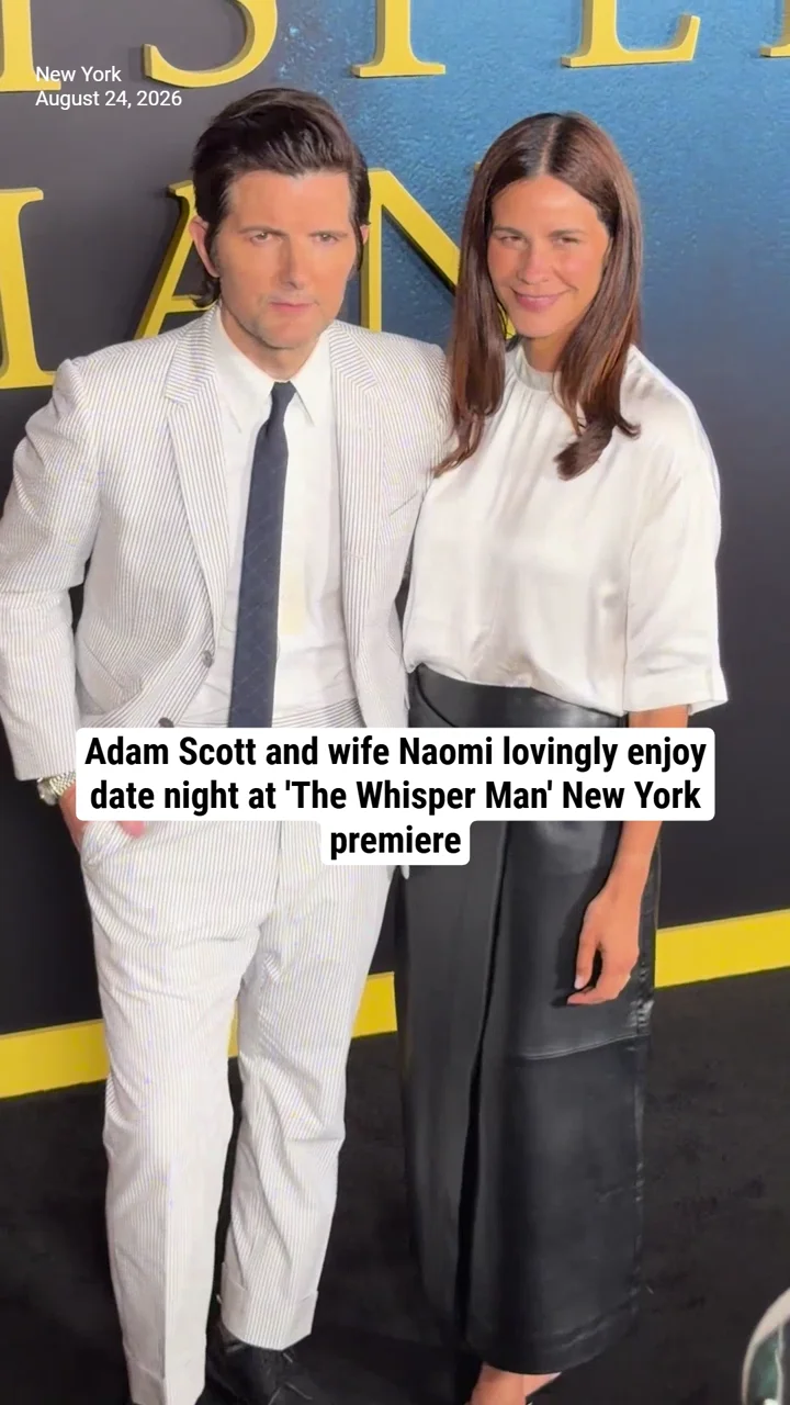 Adam Scott and wife Naomi lovingly enjoy date night at 'The Whisper Man' New York premiere