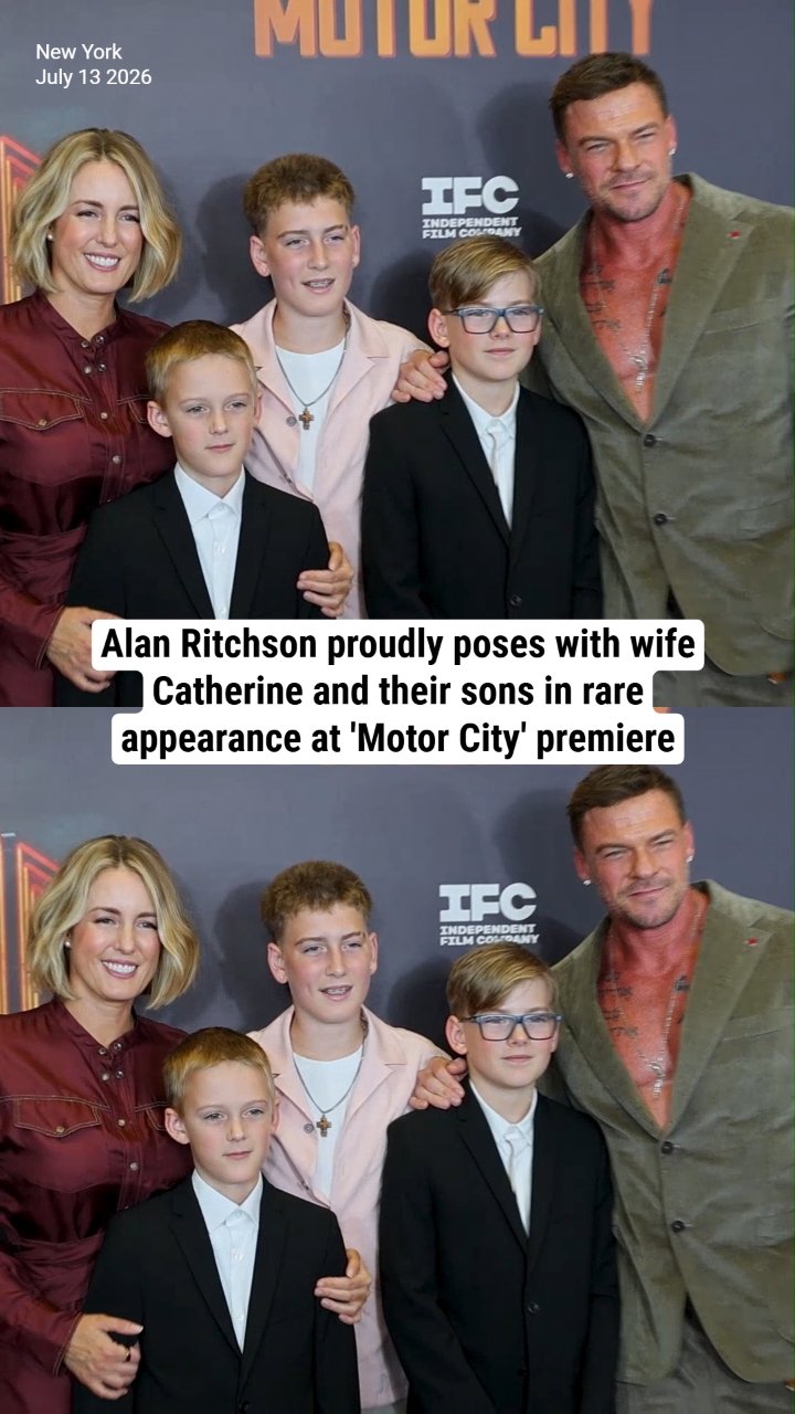 Alan Ritchson proudly poses with wife Catherine and their sons in rare appearance at 'Motor City' premiere