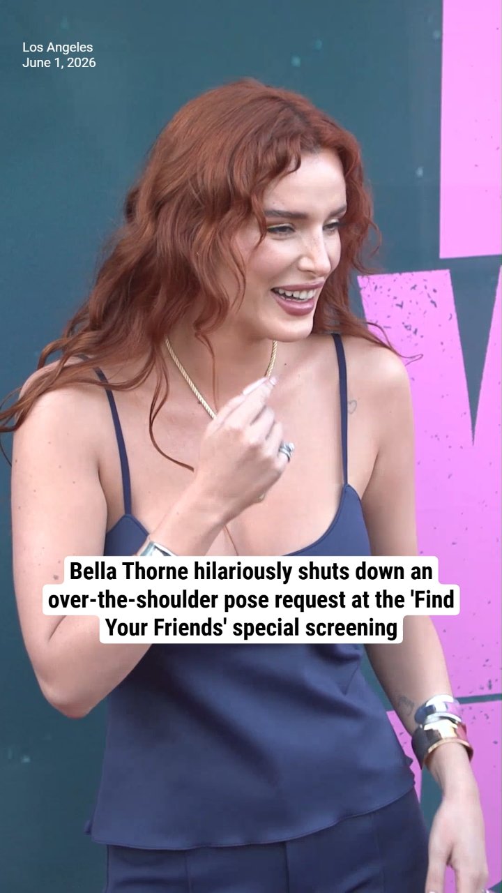 Bella Thorne hilariously shuts down an over-the-shoulder pose request at the 'Find Your Friends' special screening